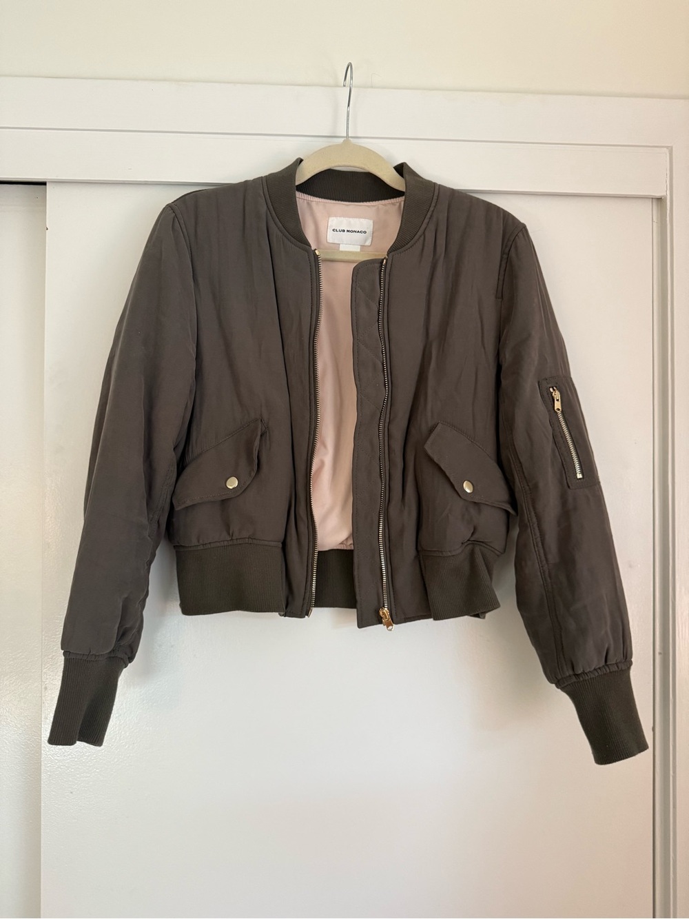 Club Monaco Olive Lindawanna Bomber Jacket